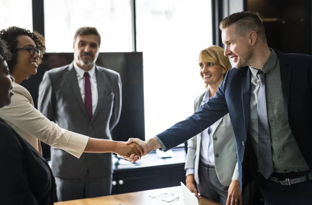 Image consultant with clients after defining the market fit